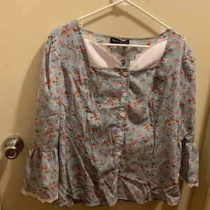 Scarlett Darkness long sleeve blue with pink flowers
